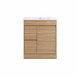 Oakdoo Series Left Hand Drawer Natural Timber Overall 730x450x855mm Vanity Set With Stone Top & Ceramic Undermount Basin