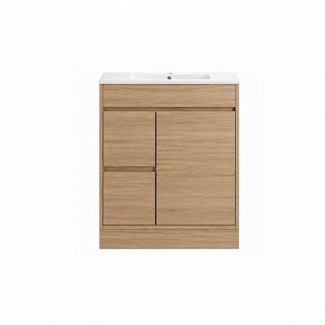 Oakdoo Series Left Hand Drawer Natural Timber Overall 730x450x855mm Vanity Set With Stone Top & Ceramic Undermount Basin