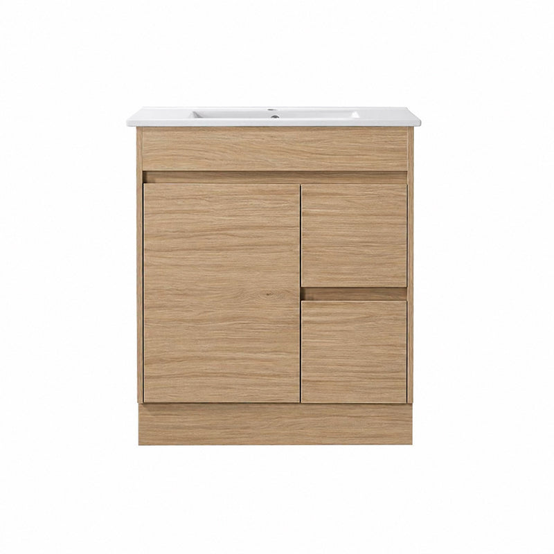 Oakdoo Series Right Hand Drawer Natural Timber Overall 730x450x855mm Vanity Set With Stone Top & Ceramic Undermount Basin