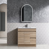 Oakdoo Series Right Hand Drawer Prime Oak Overall 880x450x855mm Vanity Set With Ceramic Slimline Top (UV31)