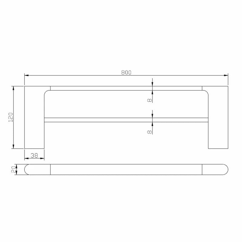 AU Series Gun Metal Double Towel Rail 800mm