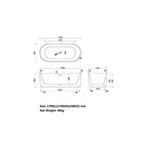 Trina Freestanding Bathtub Gloss White O/F 1700x750x580mm