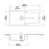 1000x500mm Black Granite Single Bowl Kitchen Sink