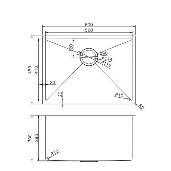 600x450x300mm Gunmetal Stainless Steel PVD Single Bowl Kitchen Sink