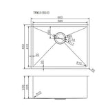 Specification 600x450x230mm Chrome Stainless Steel Single Bowl Kitchen Sink