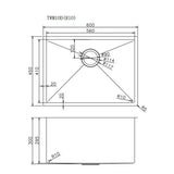 600x450x300mm Chrome Stainless Steel Single Bowl Kitchen Sink