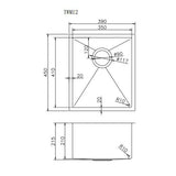 390x450x215mm Chrome Stainless Steel Single Bowl Kitchen Sink