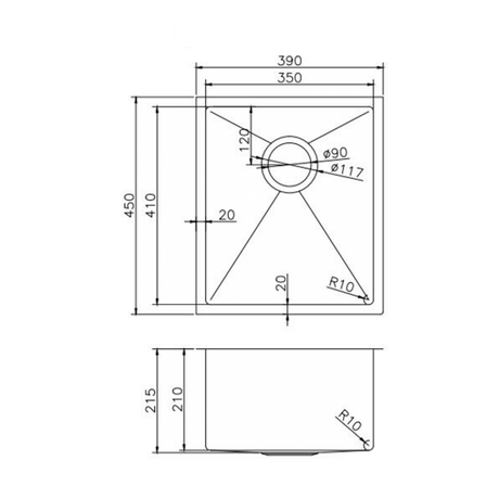 304 Stainless Steel Satin Single Bowl Kitchen Sink(Round Edges,with Bottom Tray) Rose Gold 390x450x215mm