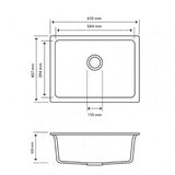 610x457mm Concrete Grey Granite Single Bowl Kitchen Sink