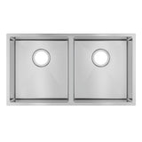 820x457x230mm Chrome Stainless Steel Double Bowl Kitchen Sink