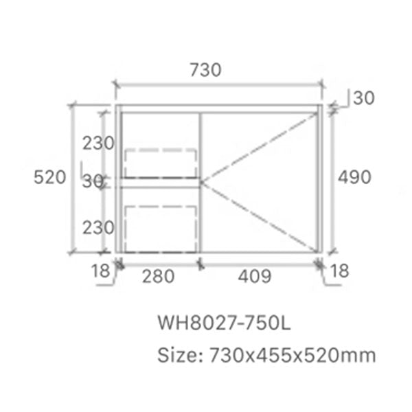 Moddoo(Hung) Series Left Hand Drawer Matt White Overall 730x455x520mm Vanity Set With Stone Top & Ceramic Undermount Basin