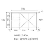 Moddoo(Hung) Series Left Hand Drawer Matt Grey Overall 880x455x520mm Vanity Set With Stone Top & Ceramic Undermount Basin