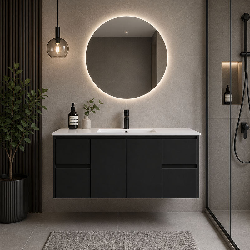 Moddoo(Hung) Series Single Bowl Matt Black Overall 1180x455x520mm CABINET ONLY