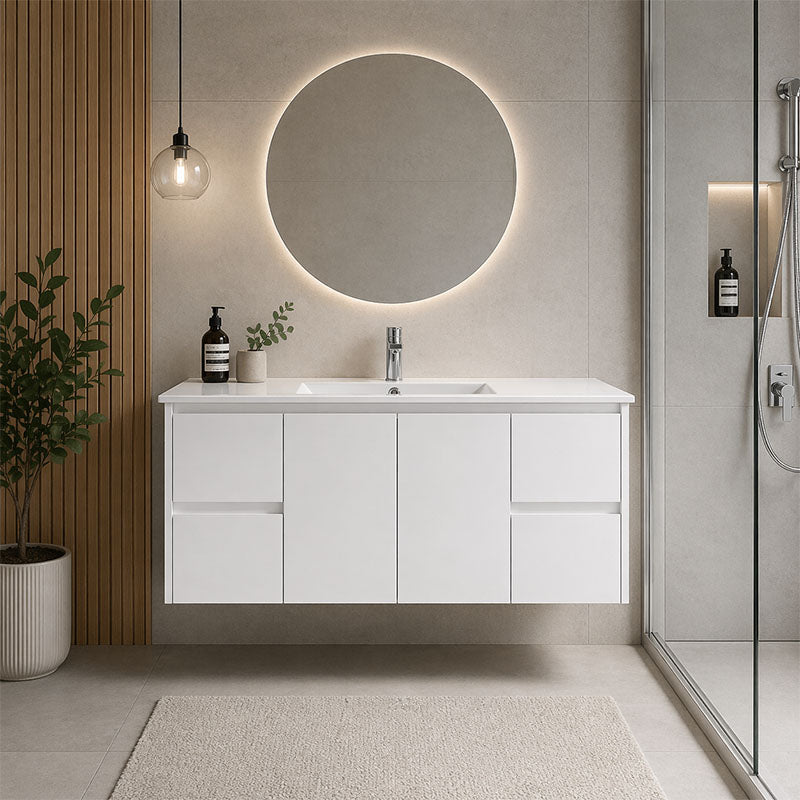 Moddoo(Hung) Series Single Bowl Gloss White Overall 1180x455x520mm CABINET ONLY