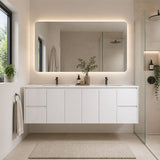 Moddoo(Hung) Series Double Bowls Matt White Overall 1776x455x520mm CABINET ONLY