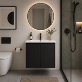 Moddoo(Hung) Series Matt Black Overall 580x455x520mm Vanity Set With Stone Top & Ceramic Undermount Basin