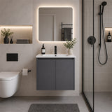 Moddoo(Hung) Series Matt Grey Overall 580x455x520mm Vanity Set With Flat Stone Bench Top
