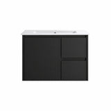 Moddoo(Hung) Series Right Hand Drawer Matt Black Overall 730x455x520mm Vanity Set With Flat Stone Bench Top