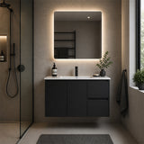 Moddoo(Hung) Series Right Hand Drawer Matt Black Overall 880x455x520mm Vanity Set With Flat Stone Bench Top
