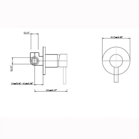 Pentro Gun Metal Grey Round Shower Mixer Tap