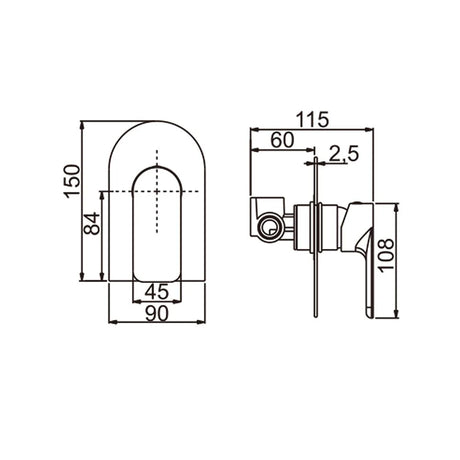 Persano Chrome Wall Mixer