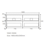 Moddra(Hung) Series Double Bowls Gloss White Overall 1480x455x540mm CABINET ONLY